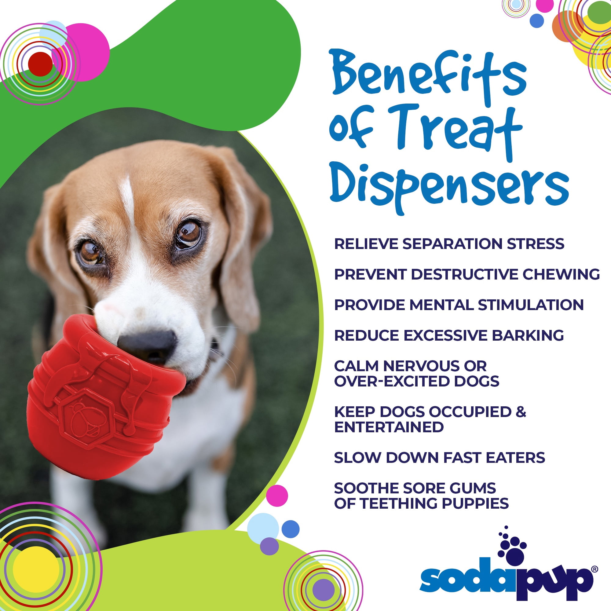 SodaPup Honey Pot –Durable Dog Treat Dispenser & Enrichment Toy Made in USA from Non-Toxic, Pet Safe, Food Safe Natural Rubber Material for Mental Stimulation, Problem Chewing, Calming Nerves, & More