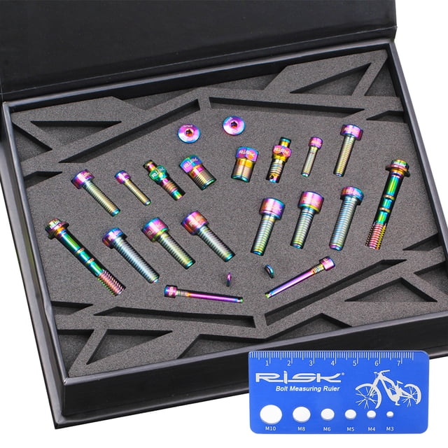 TC4 Titanium PVD-Coated Lightweight Brake Screw Kit for Mountain Bike M7000/8000 - 22PCS Dazzling Color Option, 230g Weight, Enhanced Riding Experience with Premium Ti Alloy Construction