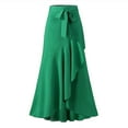 thumbnail image 2 of Idoravan Women's Basic Versatile Skirt Clearance Womens Casual Hakama Irregular Leaf Bow High Waist Long Culottes, 2 of 4