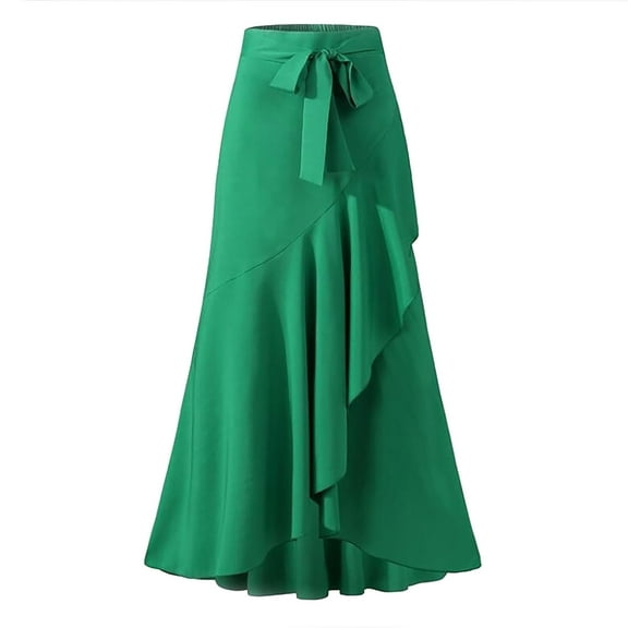 AOOCHASLIY Clothes Women's Casual Hakama Irregular Leaf Bow High Waist Long Culottes