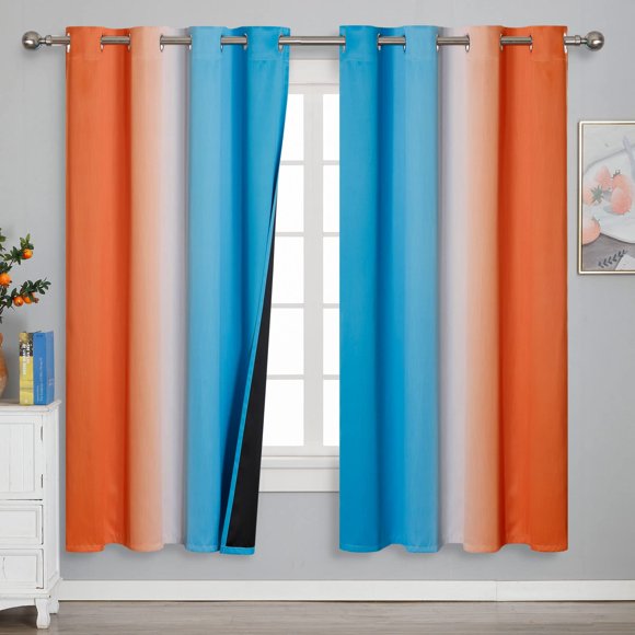 Cortinas Estelar Textiler Ombre naranja azul opaco 132 x 183 cm