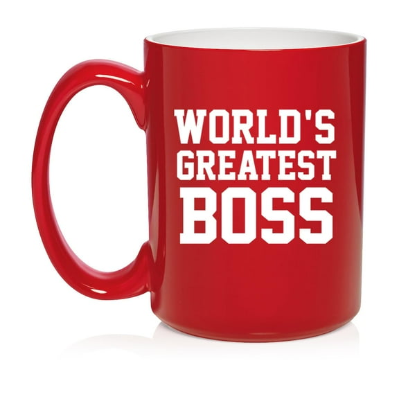 World's Greatest Boss, Gift For Boss Ceramic Coffee Mug Tea Cup Gift (15oz Red)