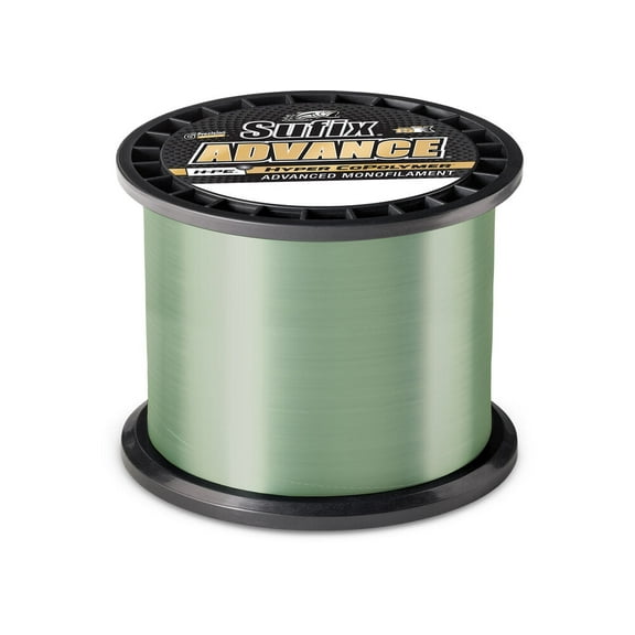 Sufix 604 Advance Monofilament Fishing Line, 1200 Yd Spool, 12 lb Low-Vis Green