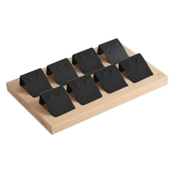 Wood Earring Card Holder w/ Tray for Jewelry Accessory Display 8 Pair Black