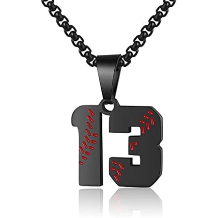LYH Baseball Number Necklace - Stainless Steel Chain Pendant for Men Athletes 00-99 Jersey Number Gift