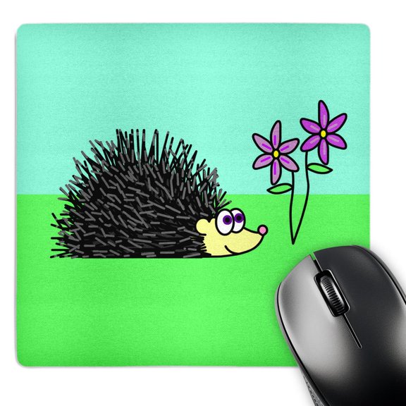 3dRose, Hedgehog and Purple Flowers, MousePad