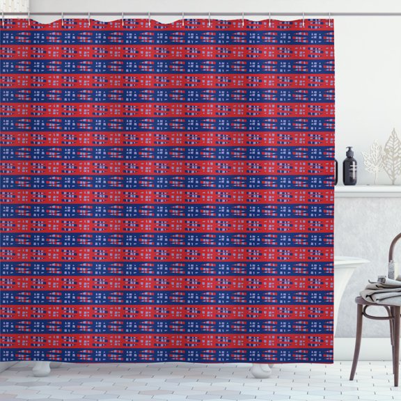 Ambesonne Geometric Shower Curtain, Grunge Boho Vibe Artwork, 69"Wx70"L, Paprika Lavender Blue