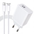 thumbnail image 1 of USB C Fast Wall Charger Block Fast Charging Plug Box Brick Double Ports Cube With Charging Cable 20W PD Power Type C Charging For Laptops Smart Phone EU plug, 1 of 5