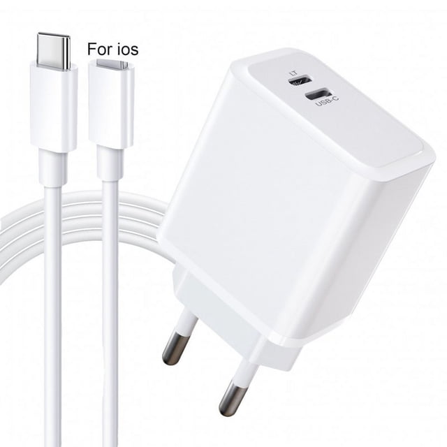 USB C Fast Wall Charger Block Fast Charging Plug Box Brick Double Ports Cube With Charging Cable 20W PD Power Type C Charging For Laptops Smart Phone EU plug