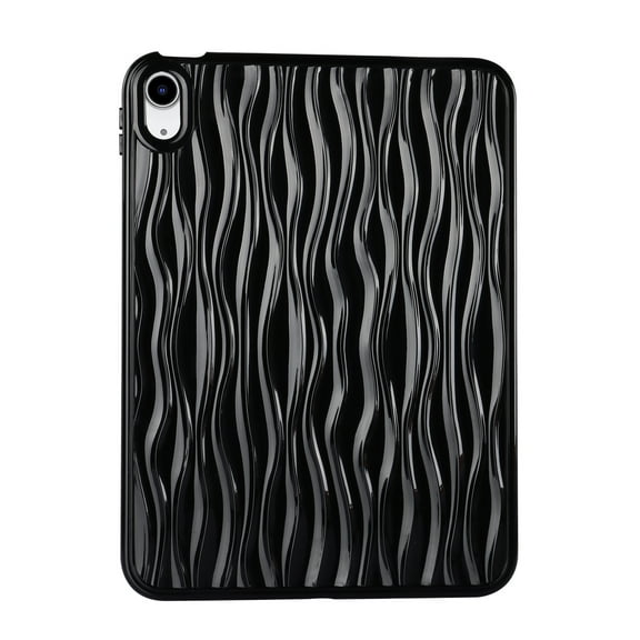 ELEHOLD Soft Case for iPad 10th Generation 10.9" 2022, with Ripple Design Slim Lightweight Shockproof Anti-Scratch Case for iPad 10th Gen 10.9 inch,Black