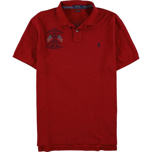 Polo de Rugby Ralph Lauren para hombre ajustado personalizado rojo extragrande