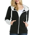 thumbnail image 4 of Doublju Women's Lightweight Contrast Zip Up Hoodie Jacekt with Plus Size, 4 of 5