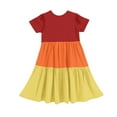 thumbnail image 4 of BRGZLK Girls Summer Dresses Cute Color-Blocked Short Sleeve Round Neck Swing Ruffle Tiered Flowy Dress Red 14-15 Years, 4 of 5