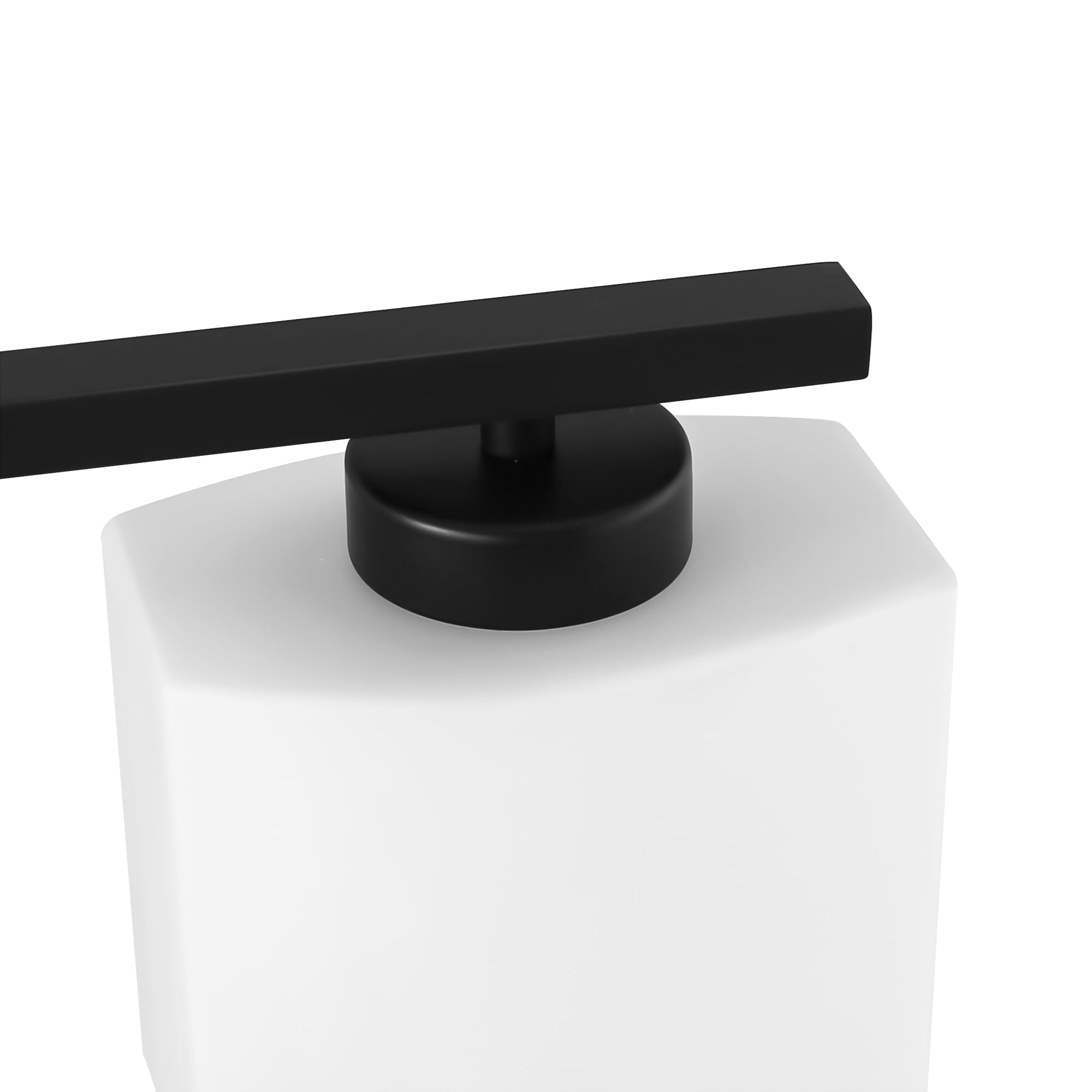 YANSUN 39.8 in 5-Light Matte Black Modern Square Vanity Light with Milk White Shades, KD Wall Lamp, Modern Vanity Light Fixture for Bathroom Mirror, Bedroom, Living Room, Hallway, Vanity Table