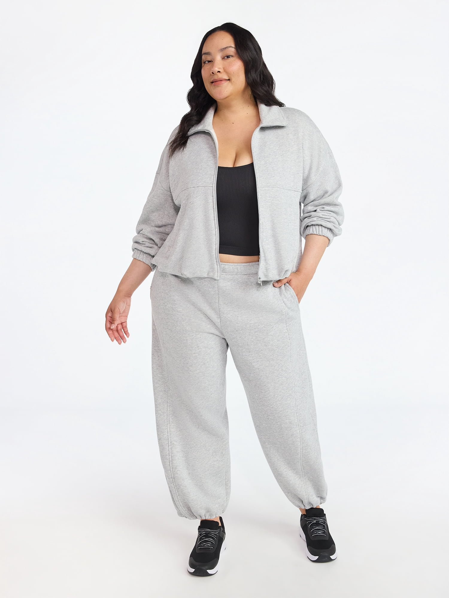 Athletic Works Women's and Women's Plus Fleece Barrel Leg Pants, Sizes XS-4X