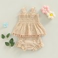 thumbnail image 2 of Gupgi Baby Girls Solid Color Cutout Pleated Tank Tops Ruffle Shorts 3 6 12 18 Months 2Pcs Summer Set, 2 of 7