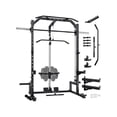 thumbnail image 3 of 1000lbs Power Cage Smith Machine Home Gym – Multi-Function Strength Training Equipment with Barbell, Lat Pulldown, Cable System, Landmine, J-Hooks, Safety Spotter Arms – Pure Black, 3 of 8