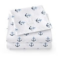 thumbnail image 2 of Kids Classic Printed Microfiber Sheet Sets, Ultra Soft Fitted Sheets with Straps - Anchor, Full Size, 2 of 5