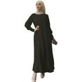 thumbnail image 6 of Women Muslim Double Layer Chiffon Maxi Dress Puff Long Sleeve Buttons Islamic Jilbab Solid Abaya Kaftan Dubai Party Gown, 6 of 12