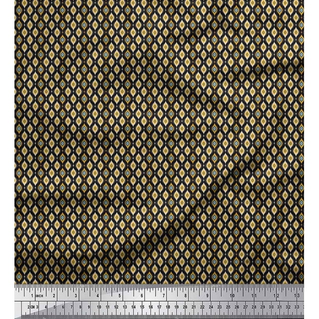 Soimoi Velvet Fabric Ogee Small Printed Craft Fabric by The Yard 58 Inch Wide