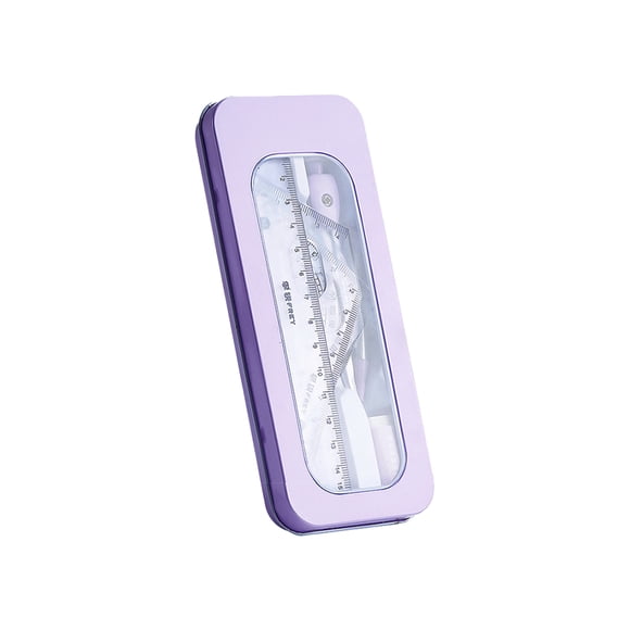 Injueey 7 unids/set Kit de papelería estudiantes regla Triangular transportador brújulas borrador lápiz recarga regalo caja de herramientas pinturas Violeta
