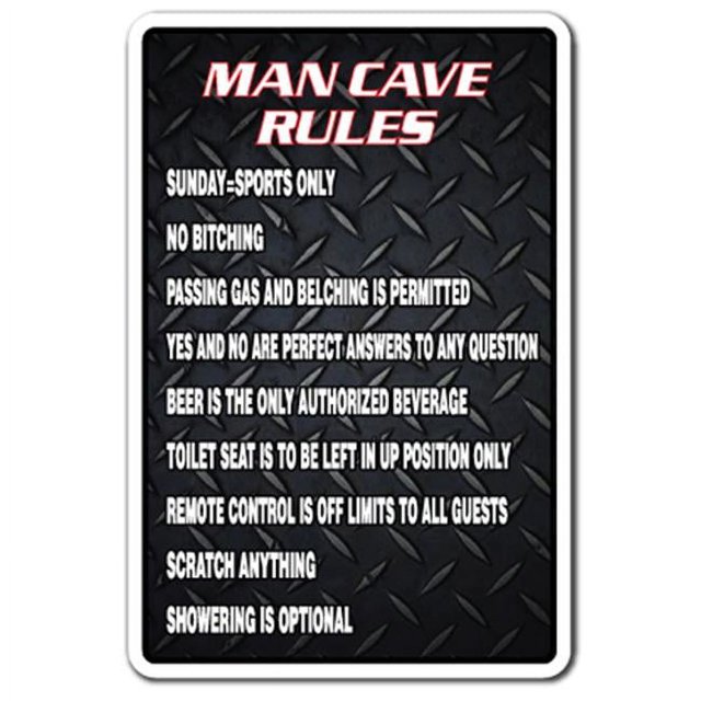SignMission D-5-Z-Man Cave Rules 5 x 7 Po. Autocollant de Stationnement Man Cave Rules - Bière de Garage Manroom