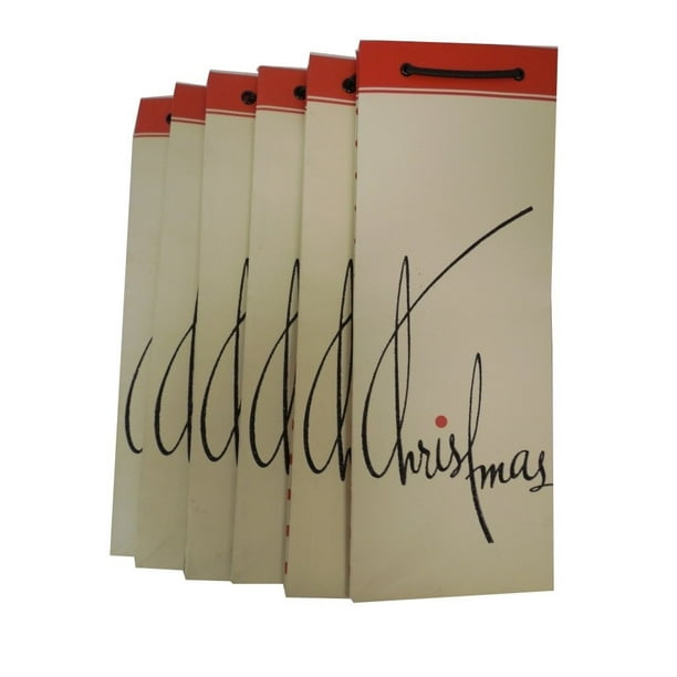 The Gift Wrap Company 6 Count Bottle Gift Bags, Large, Vintage Holiday