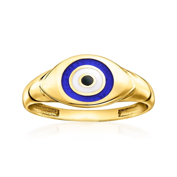Ross-Simons 10kt Yellow Gold Evil Eye Ring With Multicolored Enamel, Women's, Adult