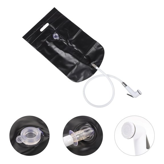 Raindrops Portable Camp Shower Set in Black, Metal and Plastic Materials for Outdoor Road Trips and Camping