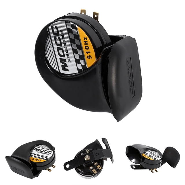 Bocina de caracol de motocicleta, bocina de caracol electr¨?nica universal mini ruidosa para altavoz de voz ruidosa de motocicleta 12V 510HZ Sirena de bocina de aire de caracol de coche negro Ecomeon no