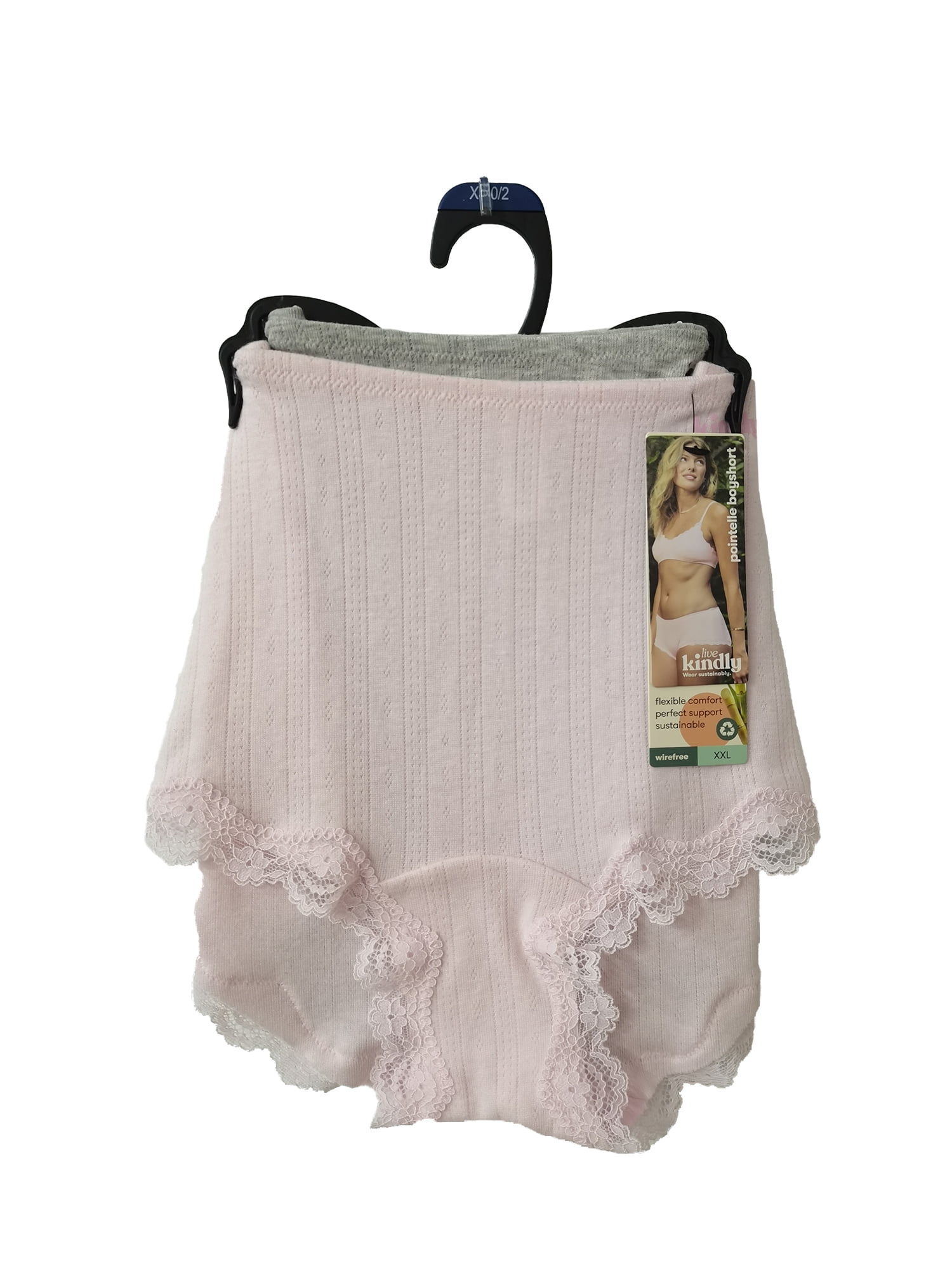 Kindly Yours Women’s Pointelle Boyshort Underwear with Lace Trim, 2-Pack, Sizes XS-XXXL