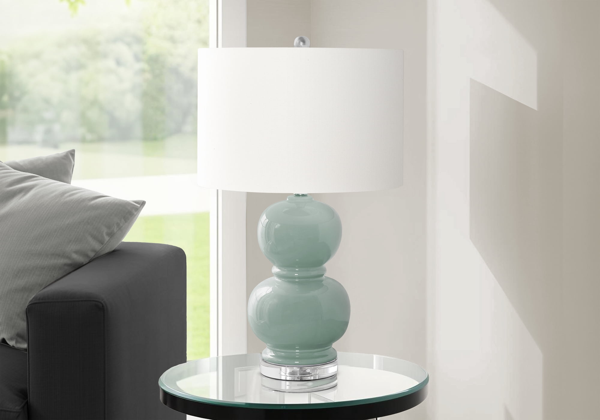 (Open Box) Lighting - 25"H - Table Lamp - Blue Ceramic - Ivory Shade
