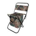 thumbnail image 1 of Silla de campamento con silla de pesca de bolso más fresco versátil heces de asiento de taburete plegable compacto taburete de respaldo para el picnic Patrón verde, 1 of 8