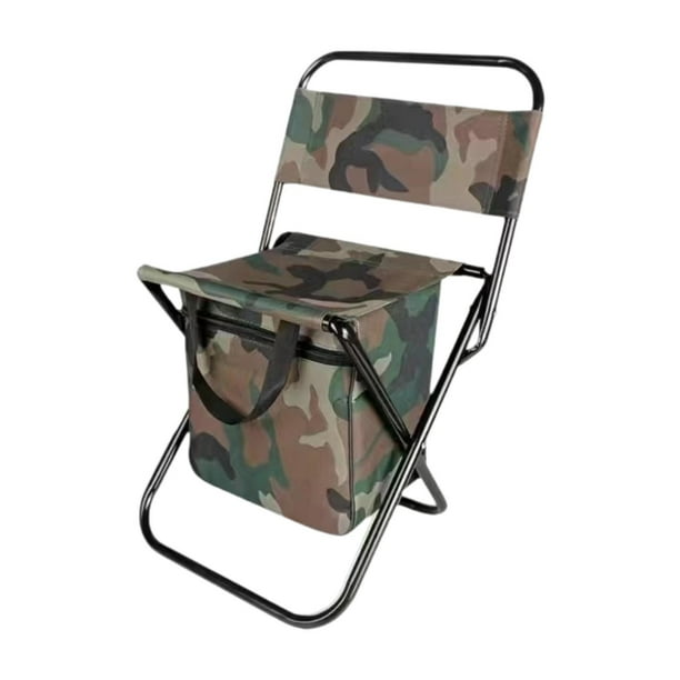 Silla de camping con bolsa térmica, taburete plegable Patrón verde