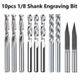 thumbnail image 2 of 10pcs Milling Cutter 1/8'' Shank CNC Engraving Bit Ball Nose End Mill 3 Flute Flat Milling Bit CNC Router Bit Milling Tool, 2 of 6