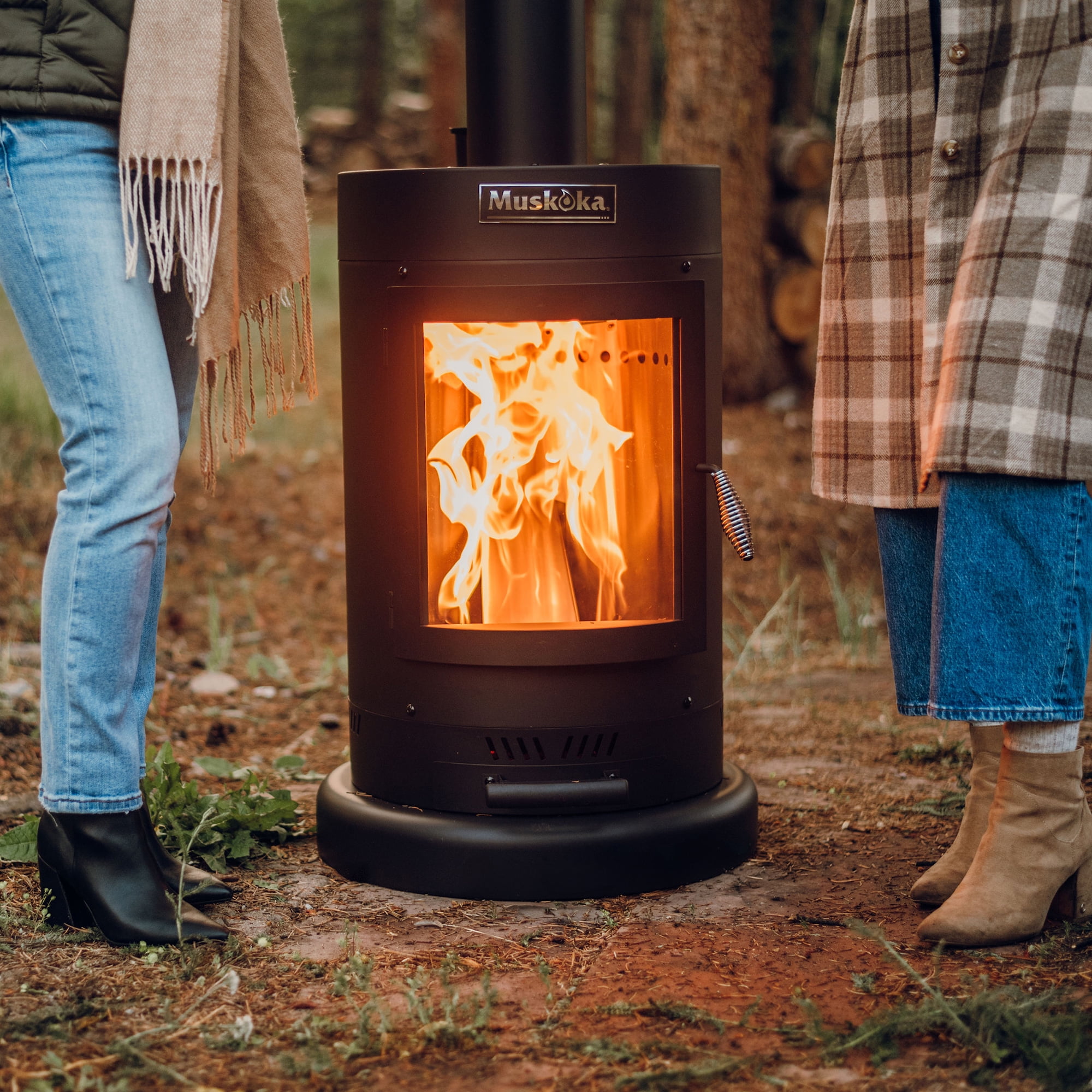 Muskoka 84" High 75,000 BTU Black Steel Wood Pellet Patio Heater