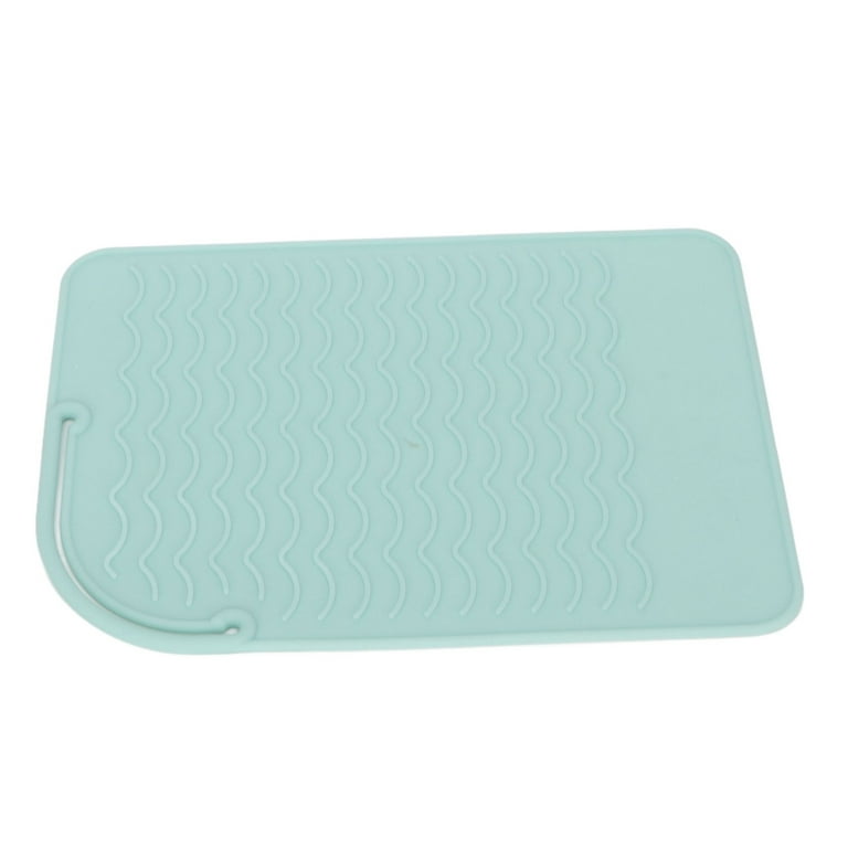 Heat Insulation Silicone Mat, Portable Heat Resistant Silicone Mat  Corrugated Pattern Soft For Curling Stick Blue,Green,Grey 