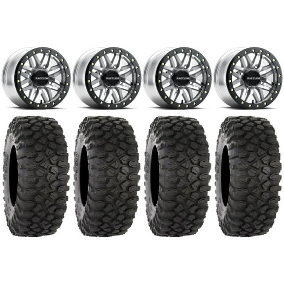 Raceline Ryno Bdlk 15" Mh Wheels 33" XC450 Tires Can-Am Commander Maverick Renegade Outlander Defender