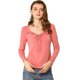 thumbnail image 1 of Blusa Escote Corazón con Volantes Allegra K Manga Larga Atractivo Ajustado para Mujeres Rosa L, 1 of 6
