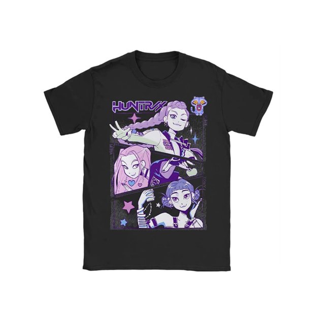 Moonsky Camiseta unisex Huntrix Dem-0n, colores cómodos, camiseta Huntrix para niñas, camiseta Mira Rumi Joey, merchandising, regalo juvenil para fans del K-pop (Morado claro L)