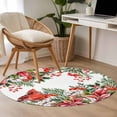 thumbnail image 4 of Small Round Rug 3Ft Washable Non-Slip, Cardinal Bird Circle Area Rugs for Living Room Bedroom, Winter Poinsettia Berry Pine Cones Floral Indoor Floor Mats Carpet Runner for Home Decor, 4 of 8