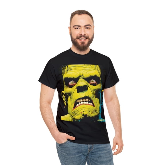 Unisex Heavy Cotton T-Shirt Classic Frankenstein Face 001