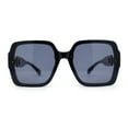thumbnail image 2 of Womens Mod Rimless Jewel Chain Arm Oversize Rectangle Sunglasses All Black, 2 of 4