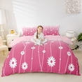 thumbnail image 3 of Erosebridal White Floral Daisy Duvet Cover Set For Girls,Teens Adults Spiral Stripes Gradient Pink Bedding Full,Pink Reversible,3-Piece,No Comforter, 3 of 5