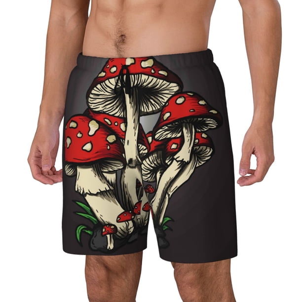 Balery Red Mushrooms Bañador para hombre, shorts de playa de secado rápido con entrepierna y forro de compresión-XX-Large