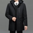 thumbnail image 3 of Chaqueta de invierno informal de moda para hombre 2023, abrigo largo con capucha, parka gruesa acolchada de algodón con cremallera, abrigo de color a la moda, 3 of 4