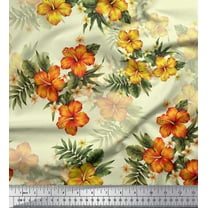 Soimoi Cotton Jersey Fabric Floral & Leaves Tropical Print Fabric by The Yard 58 Inch Wide