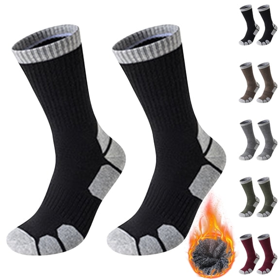 Havenx Fleece Compression Socks for Men Socks for Men Knee High Athletic Breathable Stretchy Socks for Flight Travel Yoga Backyard Sports Everyday Wear,Black One Size