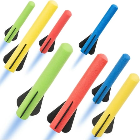 Stomp Rocket Jr Rocket Refills, 8 Multi-Color Rockets - Replacement Rockets for Soft Foam Rocket Launcher for Kids - Fun Backyard & Outdoor Kids Toys Gifts for Boys & Girls - Ages 3 & Up