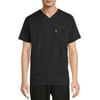 ClimateRight by Cuddl Duds Men's Woven Twill V-Neck Scrub Top with Silver Ion Anti-Bacterial Technology